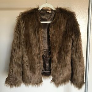 FOREVER 21 exclusive brown faux fur coat size S
